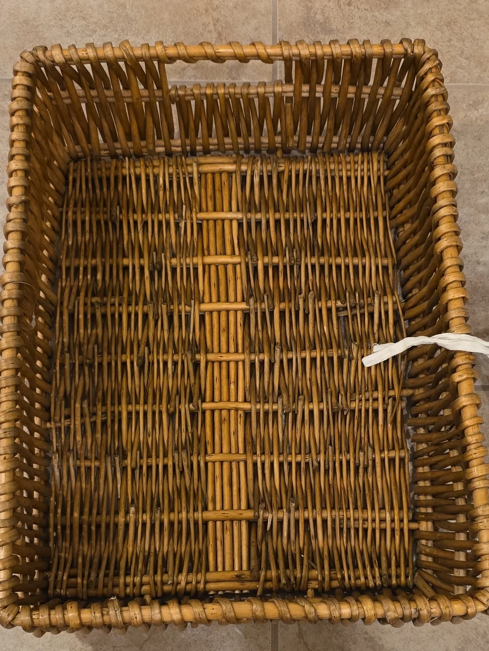 Rectangular Woven Rattan Storage Basket With Fabric Liner And Handles